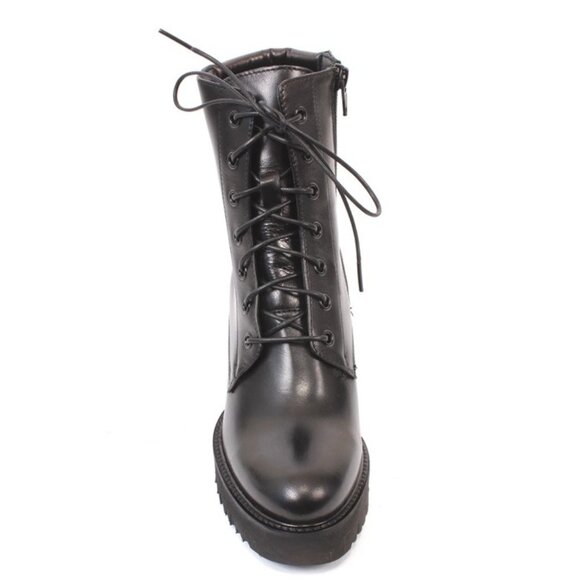 Luca Grossi 544 Black Leather Lace-Up Zip-Up Ankle Heel Boots - Picture 7 of 8